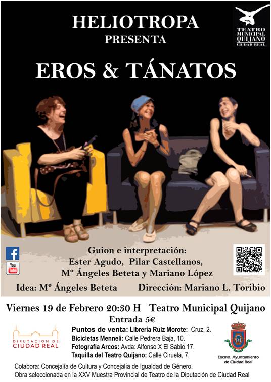 El Grupo Heliotropa representa este viernes  en el Teatro Quijano la tragicomedia “Eros y Tánatos”