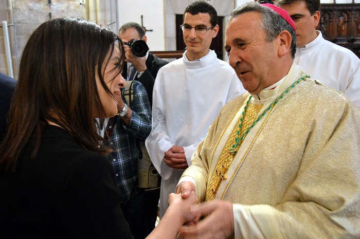 Pilar Zamora da la bienvenida a Ciudad Real al nuevo obispo de la Diócesis, D. Gerardo Melgar 