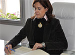 La alcaldesa durante la firma del convenio